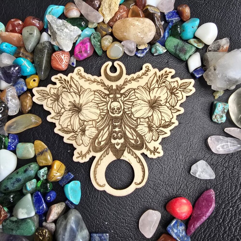Death's-head hawkmoth wood crystal sphere stand
